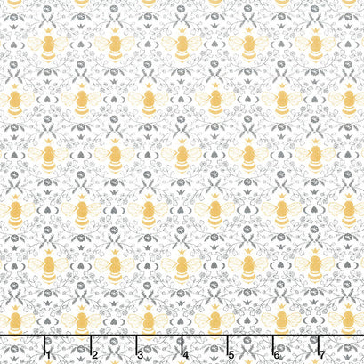 Midnight in the Garden - Honeybee Toile Mist Yardage