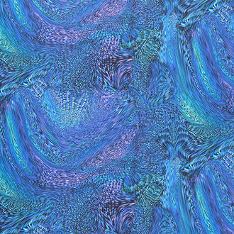 Midnight Run - Feathered Swirly Texture Blue Yardage