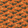 Midnight Spell - Bats Orange Metallic Yardage