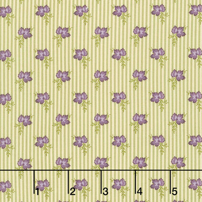 Mill Creek Garden - Wallpaper Stripe Flowers Ivory Green Yardage