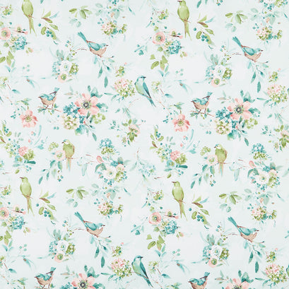 Mint Crush - Birds and Bouquets Blue Yardage