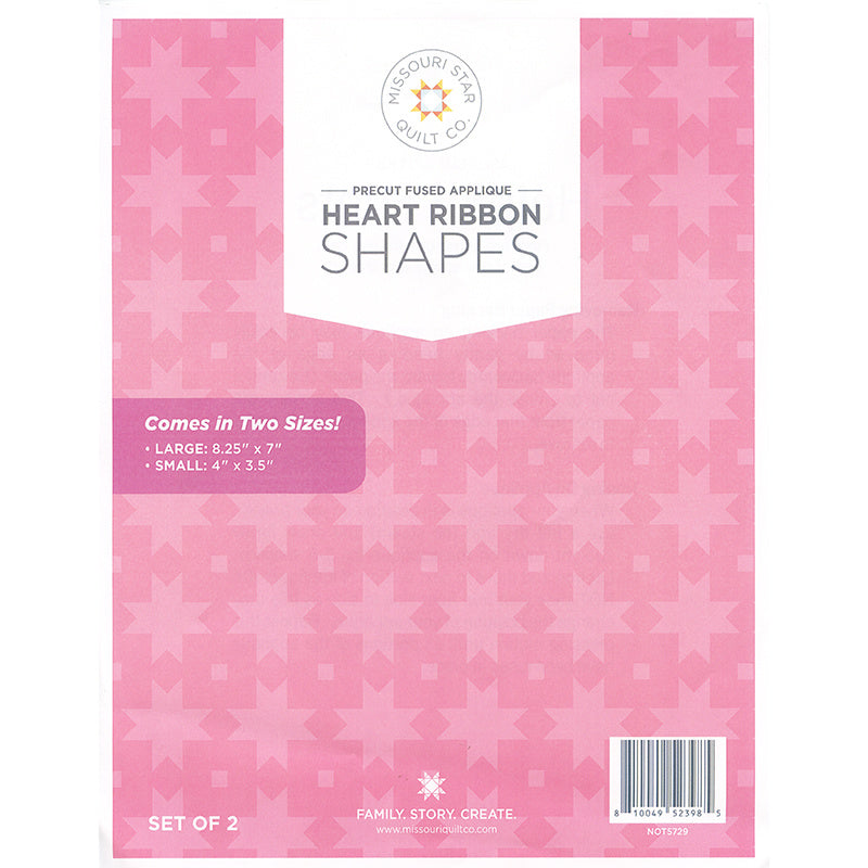 Missouri Star Breast Cancer Heart Ribbon Precut Fused Appliqué Shapes Pack - Set of 2 Alternative View #1