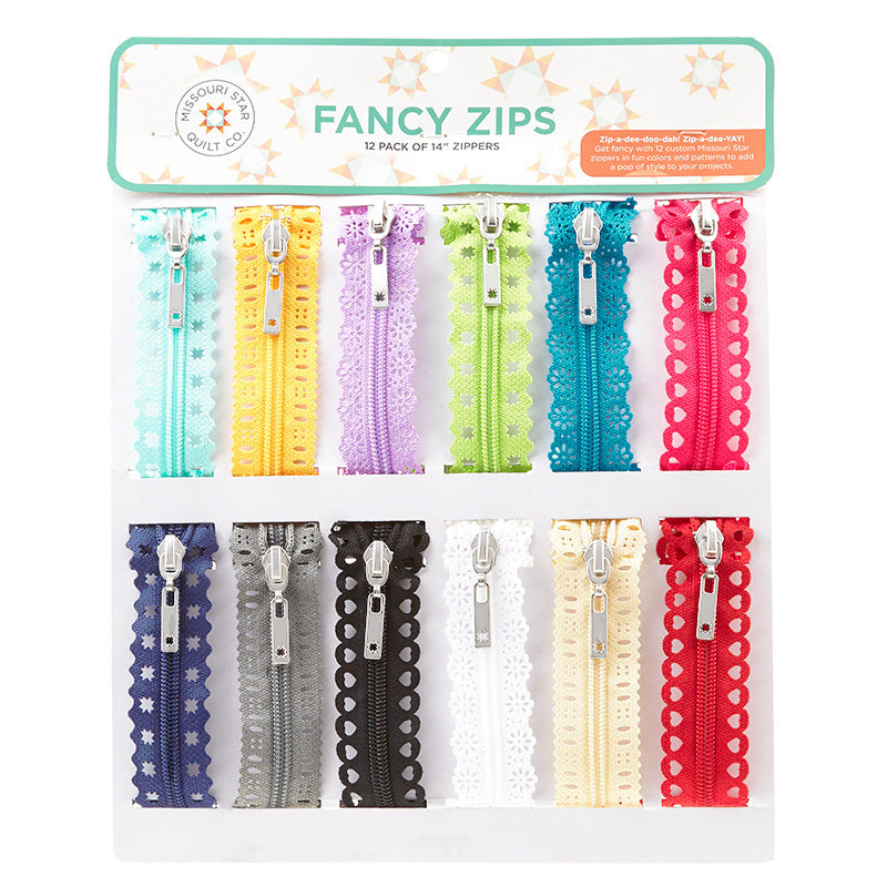Missouri Star Quilt Co. Lace Zippers for Sewing 14 inch, 12 Pack | Pretty Nylon