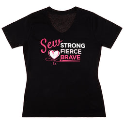 Missouri Star Sew Brave V-Neck Black T-Shirt - Large Primary Image
