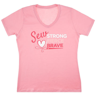 Missouri Star Sew Brave V-Neck Pink T-Shirt - 4XL
