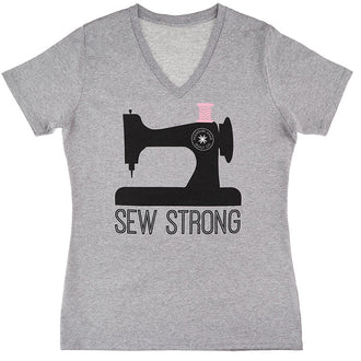 Missouri Star Sew Strong V-Neck Grey T-Shirt - Small