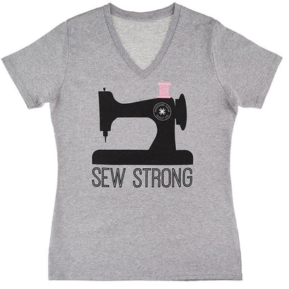 Missouri Star Sew Strong V-Neck Grey T-Shirt - Small