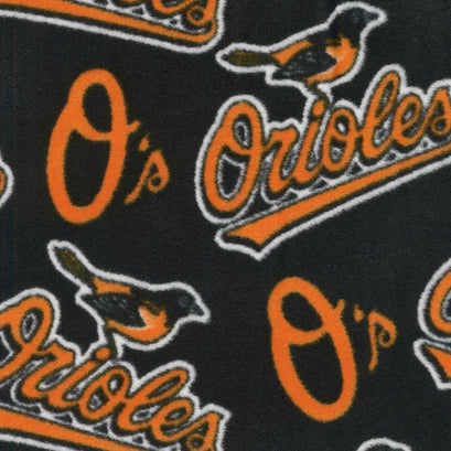 MLB Fleece - Baltimore Orioles Black/Orange Yardage