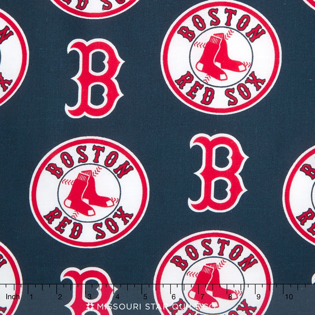 MLB Major League Baseball - Boston Red Sox Blue Allover Yardage