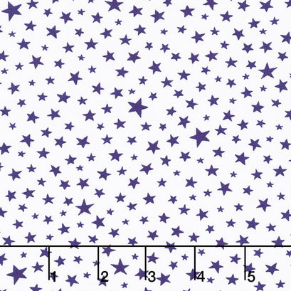 Modafications - Stars Purple on White Yardage