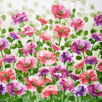 Modern Love - Floral Border White Multi Digitally Printed Yardage