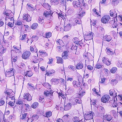 Modern Love - Leaves Dark Purple Digitally Printed Yardage