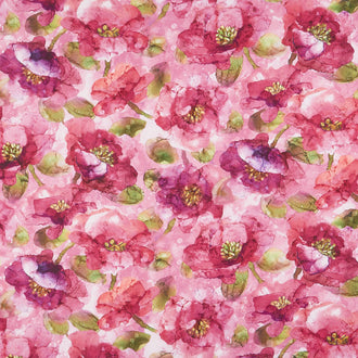 Modern Love - Packed Floral Pink Multi Digitally Printed Yardage