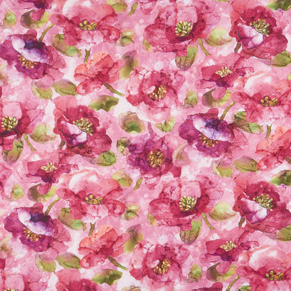 Modern Love - Packed Floral Pink Multi Digitally Printed Yardage
