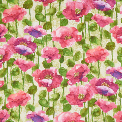 Modern Love - Vertical Floral Green Multi Digitally Printed Yardage