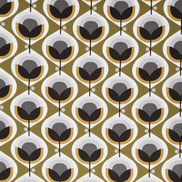 Modern Retro - Geo Floral Olive Barkcloth Yardage