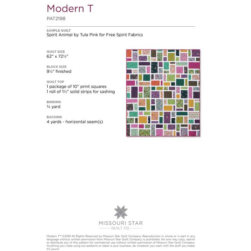 Modern T Quilt Pattern by Missouri Star Alternative View #1