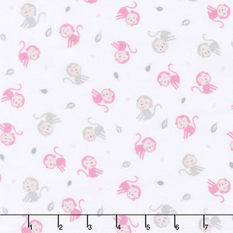 Monkey Hangout - Monkeys Pink Flannel Yardage