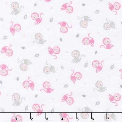 Monkey Hangout - Monkeys Pink Flannel Yardage