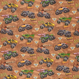 Monster Jam - Monster Trucks Tossed Multi Yardage