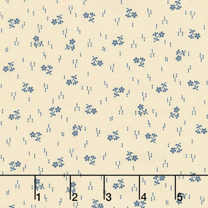 Mood in Blue - Sprig of Flowers Cream Yardage