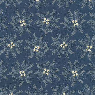 Mood in Blue - Twirling Vine Blue Yardage