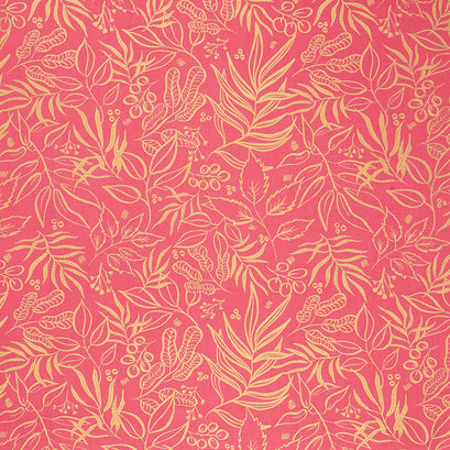 Moody Bloom - Leaf it to Me Fuchsia Metallic Yardage