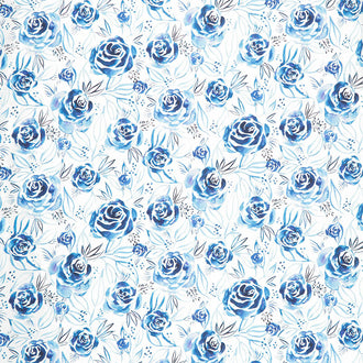 Moody Bloom - Rosette Indigo Digitally Printed Yardage