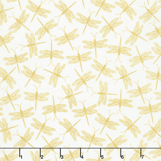 Moonlight Serenade - Dragonfly Serenade Cream Metallic Yardage