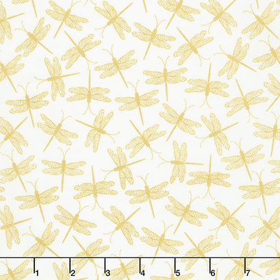 Moonlight Serenade - Dragonfly Serenade Cream Metallic Yardage