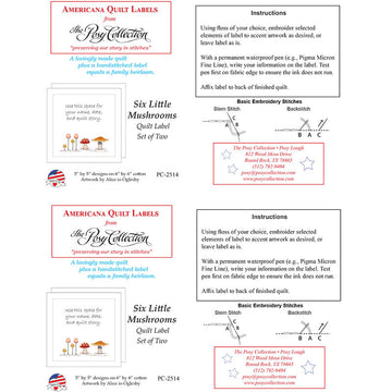 Mushrooms Quilt Labels