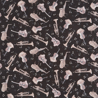 Musical Gift - Instrument Toss Black Yardage