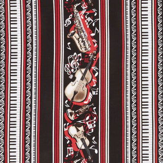 Musical Moments - Musical Stripe Black Yardage