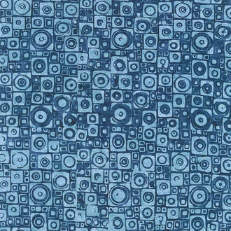 Mystery Batiks - Square Circle Harbor Blue Yardage