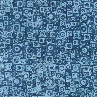 Mystery Batiks - Square Circle Harbor Blue Yardage