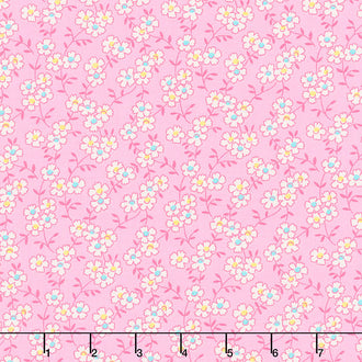 Nana Mae IV - Multicolored Daisy Pink Yardage