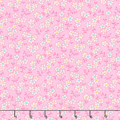 Nana Mae IV - Multicolored Daisy Pink Yardage