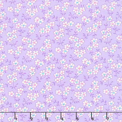 Nana Mae IV - Multicolored Daisy Purple Yardage