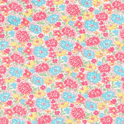 Nana Mae IV - Multicolored Wildflowers Red Aqua Yardage
