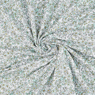 Nature's Notebook Knits - Aqua Small Floral Yardage