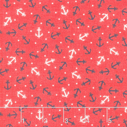 Nautical - Anchors Red Yardage