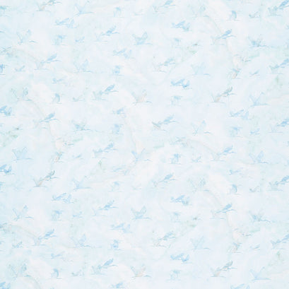 New Dawn - Birds Blue Digitally Printed Yardage