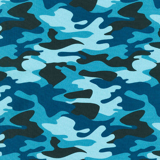 Nobody Fights Alone - Camouflage Blue Yardage