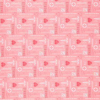 Nobody Fights Alone - Nurse Text Pink Yardage