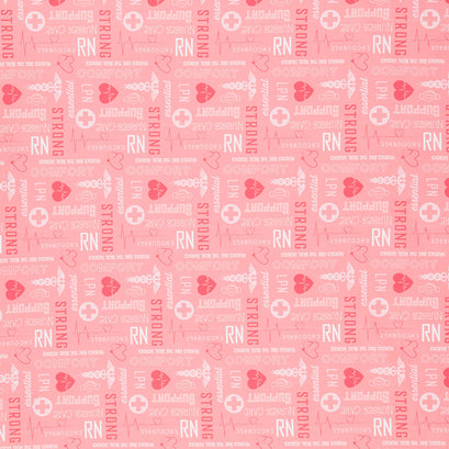 Nobody Fights Alone - Nurse Text Pink Yardage