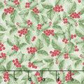 Noel - Holly Berries Green Metallic Yardage Primary Image