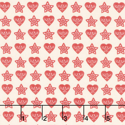 Nordic Noel - Hearts Cream Yardage