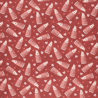 Nordic Noel - Santa Toss Dark Red Yardage