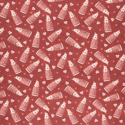 Nordic Noel - Santa Toss Dark Red Yardage