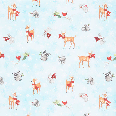 Nose to Nose - Animal Toss Blue Yardage